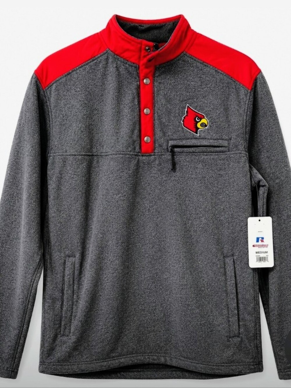 Louisville Cardinals Gray & Red Pullover with Chest Logo